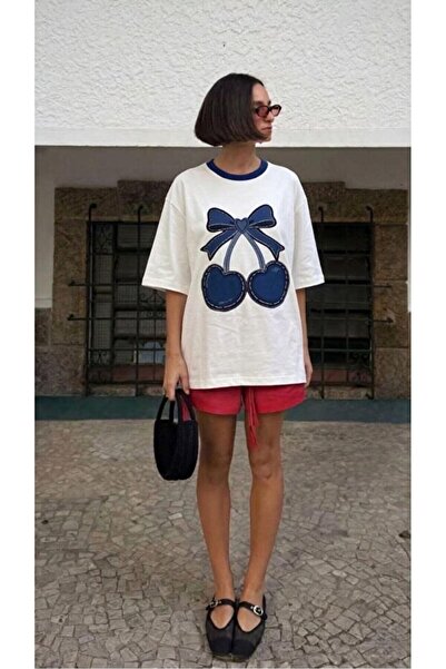 Noi Belis Crew Neck Oversize Printed Knitted T-Shirt Ss26Ts0078