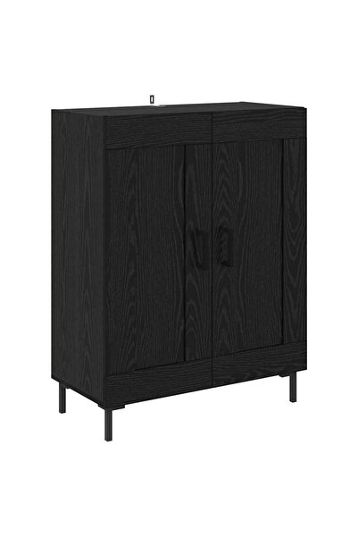 vidaxl Bufet Stejar Negru 69,5 x 34 x 90 cm Lemn Ingineresc și Fier