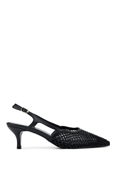 Tamer Tanca Women's Genuine Leather Black Heeled Shoes