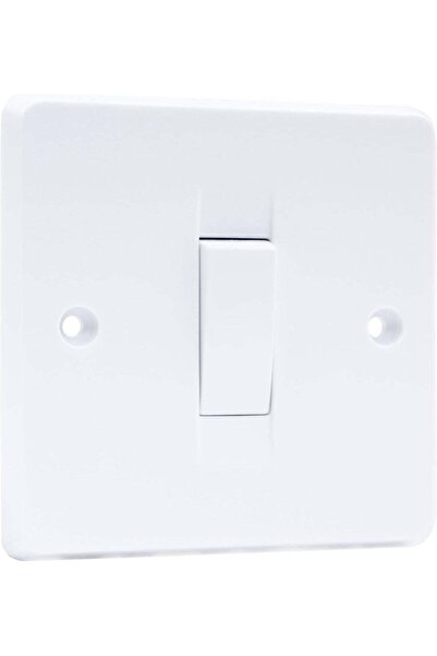 Duravel Single Light Switch Wall Plate, 10AX 250V, White Plastic, Standard Size
