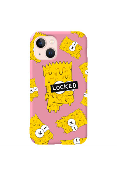 Other Apple iPhone 13 Bart Simpson Pink Colored Silicone TPU Θήκη