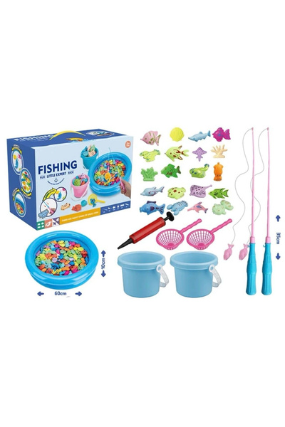 Leno Magnetic Fishing Bath Toy Game Set With Floating Fishes, Fishing Rod, Ba...