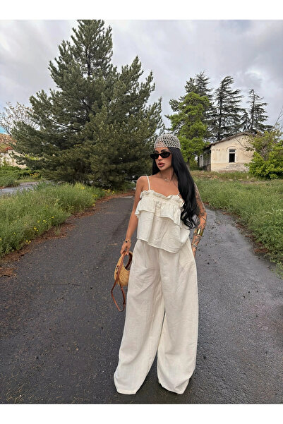 kırmızı butiks Ecru Sahra Muslin Casual Set