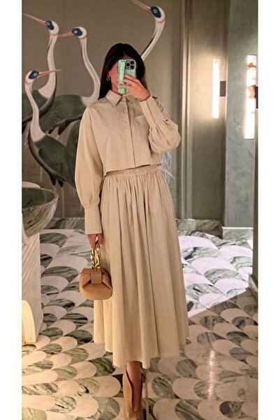 Blossommodest Beige Short Pocket Poplin Shirt for Muslim Women