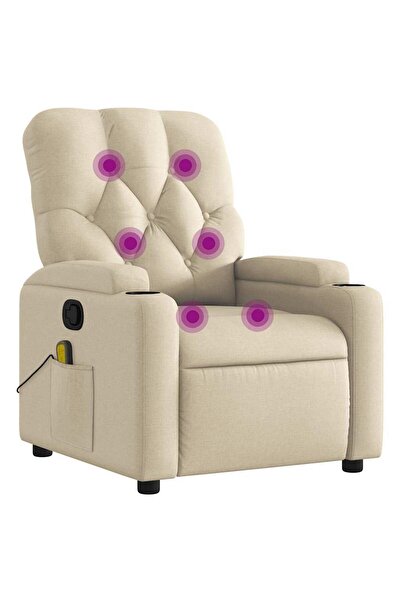 vidaxl Fotoliu rabatabil de masaj, crem, material textil