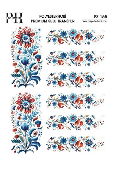 POLYESTERHOBİ Premium Sulu Transfer 25X35 CM ÇİÇEK DESENLİ PS 155