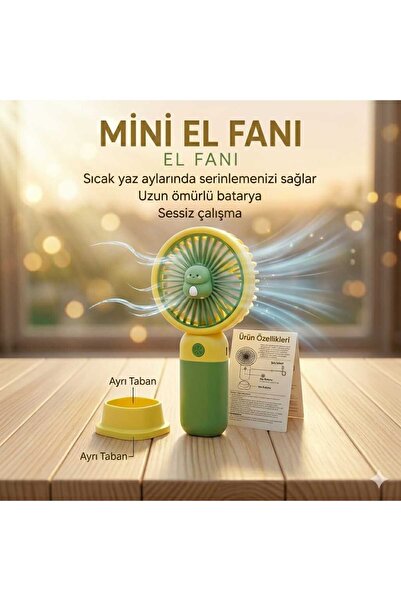 BLOOFY TECH Mini El Fanı Şarjlı Pil Taşınabilir Şarjlı Mini El Fanı - Yazın S...