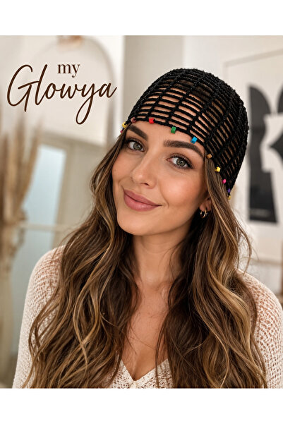 My Glowya Women's Beaded Detailed Hand Knitted Mesh Beanie - Bohemian Stylish...