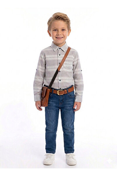 gülerçocuk Boy's Stylish Shirt and Jeans Set - Comfortable Fit 6-7-8-9 Years Old