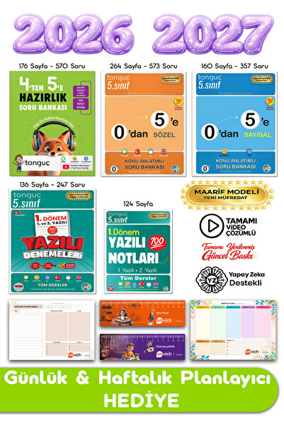 Tonguç Yayınları 5. Sınıf 4 ten 5 e Hazırlık Seti 0 dan 5 e - Maarif Model Uy...