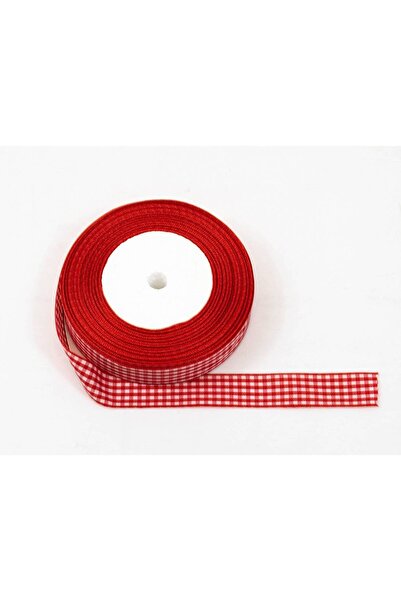 OEM Checkered Textile Ribbon 2cm 22meters Red White