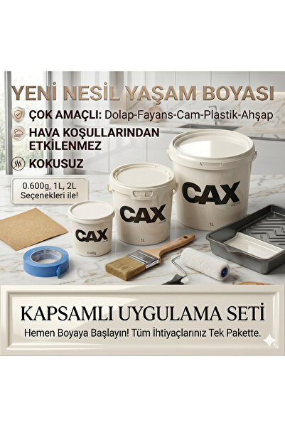 caxcolors CAX KOKUSUZ Çok Amaçlı Yeni Nesil Yaşam Boyası - Dolap Fayans Mobil...