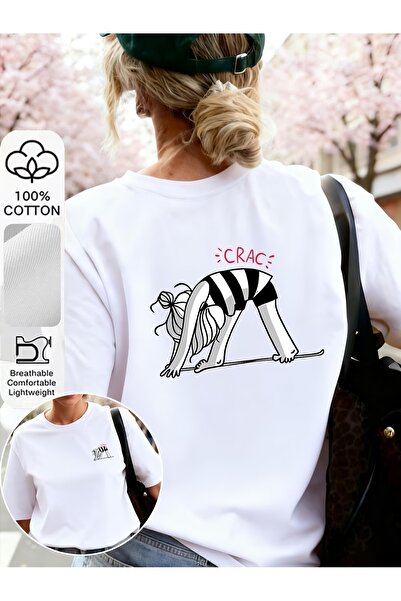 AEMİ Tricou unisex cu imprimeu Yoga Pilates, supradimensionat, cu gât rotund