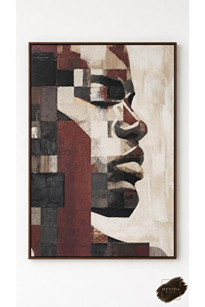 Store Yüzün Yansıması | Soyut Portre Dokulu MDF Tablo 80x120 cm