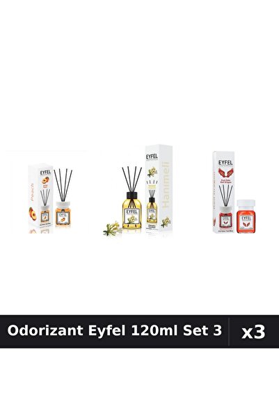 Eyfel Set 3 Odorizant Camera Betisoare 120ml - Piersica, Mâna Maicii, Red Dragon