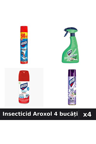 Aroxol Set 4 Spray Insecticid 100ml, 250ml, 400ml, 500ml - Protecție Casă