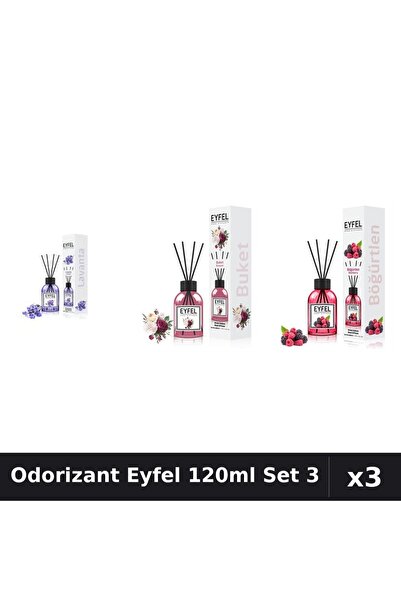 Eyfel Set 3 Odorizant Camera Betisoare 120ml - Lavanda, Bouquet, Fructe Pădure