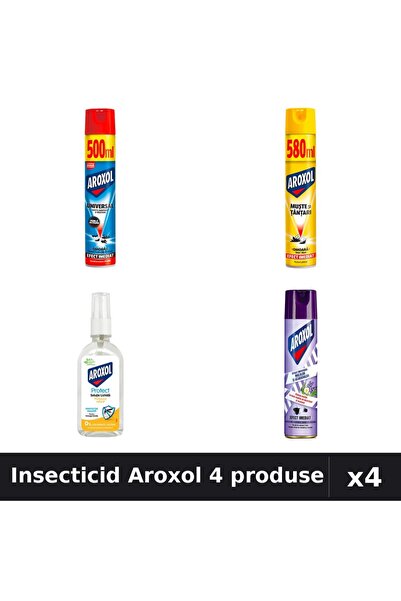 Aroxol Set 4 Insecticid - Spray 500ml, 580ml, 250ml + Repelent 85ml - Protectie
