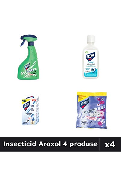 Aroxol Set 4 Insecticid - Spray 400ml, Loțiune 85ml, Aparat Electric, Pastile...
