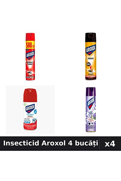Aroxol Set 4 Spray Insecticid 100ml, 250ml, 400ml, 580ml - Protecție Casa