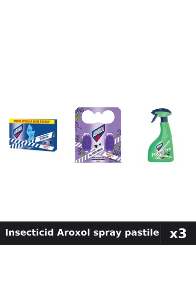 Aroxol Set 3 Spray și Pastile Insecticid - 400ml, 60 și 2 Bucati - Protectie