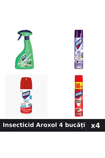 Aroxol Set 4 Spray Insecticid 100ml, 250ml, 400ml, 580ml - Protecție Casa
