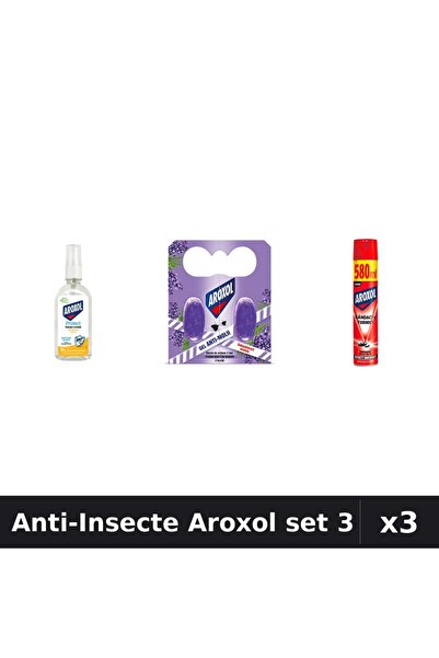 Aroxol Set 3 Anti-Insecte - Loțiune 85ml, Spray 580ml, Spirale 2buc - Protecție