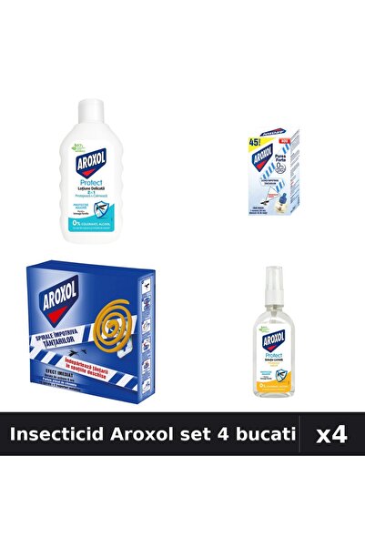 Aroxol Set 4 Insecticid - Loțiune Repelent 200ml + 85ml, Aparat Electric, Spi...