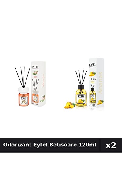 Eyfel Set 2 Odorizant Cameră Betișoare 120ml - Acacia, Ananas - Parfum