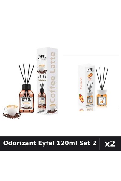 Eyfel Set 2 Odorizant Camera Betisoare 120ml - Cafea, Piersica - Parfum Intens