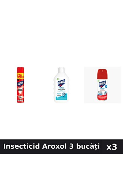Aroxol Set 3 Insecticid - Spray 580ml, 100ml + Loțiune Repelent 200ml - Prote...