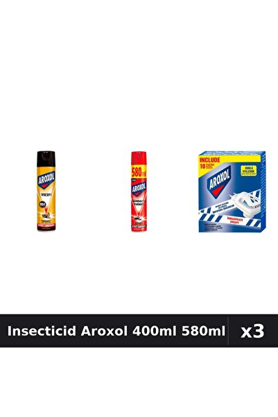 Aroxol Set 3 Spray Insecticid 400ml 580ml - Anti Gandaci, Tantari, Muste, Pas...