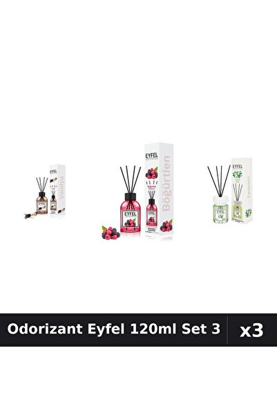 Eyfel Set 3 Odorizant Camera Betisoare 120ml - Vanilie, Fructe Pădure, Iasomie