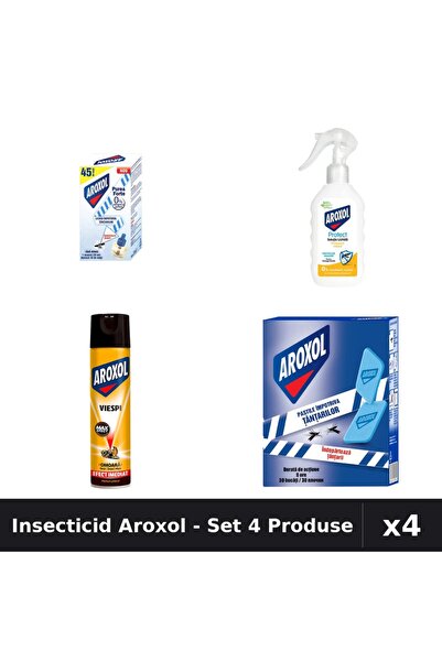 Aroxol Set 4 Insecticid - Aparat Electric, Spray 400ml, Loțiune 200ml, Spirale