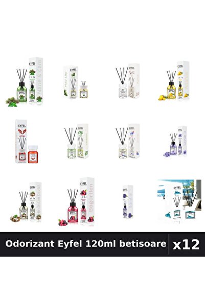 Eyfel Set 12 Odorizant Camera Betisoare 120ml - 12 Arome Asortate, Parfum Intens