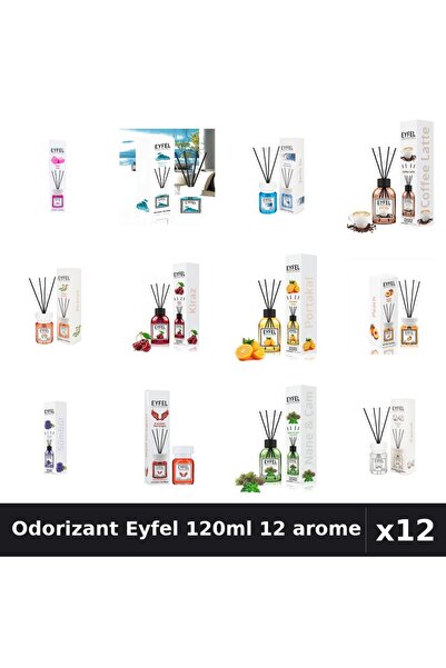 Eyfel Set 12 Odorizant Camera Betisoare 120ml - 12 Arome Asortate, Parfum Intens