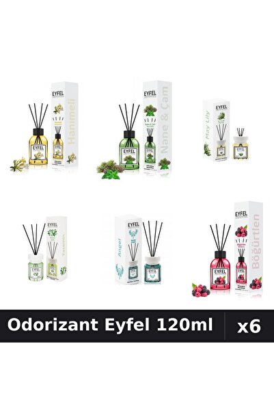 Eyfel Set 6 Odorizante Camera Betisoare 120ml - 6 Arome Asortate, Parfum Intens