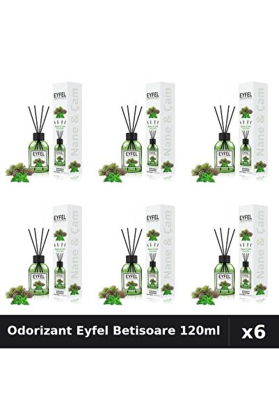 Eyfel Set 6 Odorizant Camera Betisoare Pin Si Menta 120ml - Parfum Intens