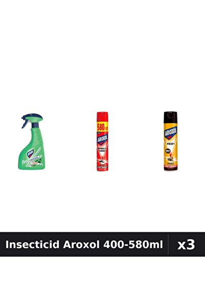 Aroxol Set 3 Spray Insecticid 400-580ml - Anti Gandaci, Tantari, Muste - Prot...