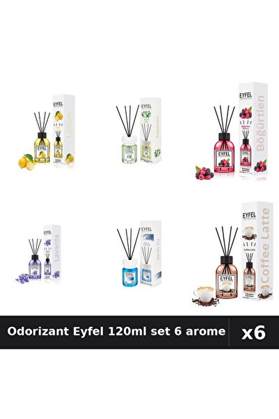 Eyfel Set 6 Odorizante Camera Betisoare - Cafea, Cool Water, Fructe Pădure, I...