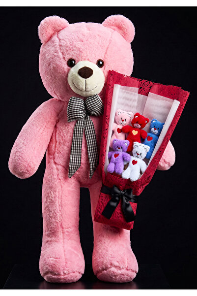 lenostra 90cm Pink Big Teddy Bear and Colorful Plush Bouquet Gift for Close F...