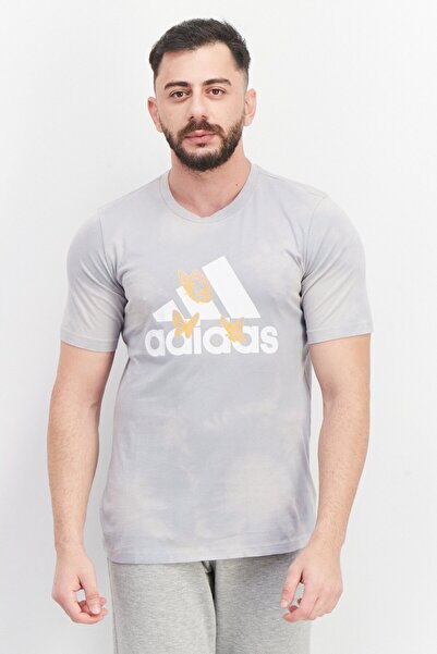 adidas Men Sportswear Fit Short Sleeve Running T-Shirts, Grey