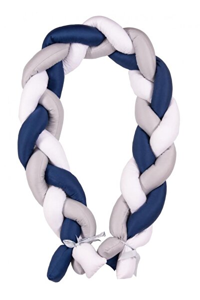 BabyMatex Protectie laterala din bumbac Bumper impletit The Braid Grey/Navy 2...