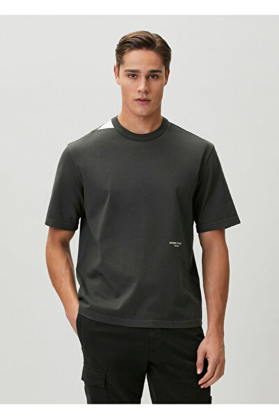STONE ISLAND Marina Antrasit Logo Baskılı T-shirt
