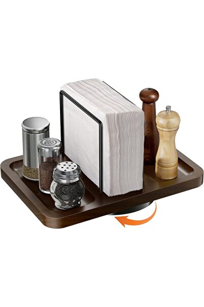 Arabest Rotating Metal Napkin Holder,Dispenser with Salt and Pepper Shakers C...