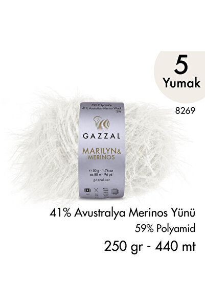 Gazzal Marilyn & Merinos 8269 Hand Knitting Yarn 5 Skeins 250 Gr