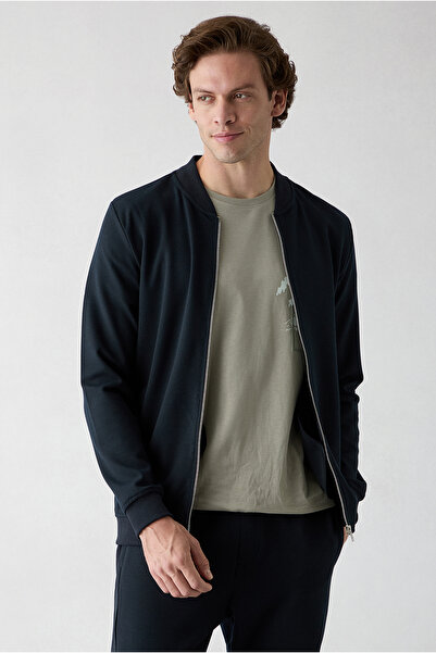 Kiğılı Zippered Flexible Bomber Sweat Cardigan