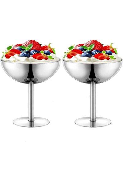 Arabest 2-Piece Stainless Steel Ice Cream Bowls,Footed Sundae Cups,Reusable D...