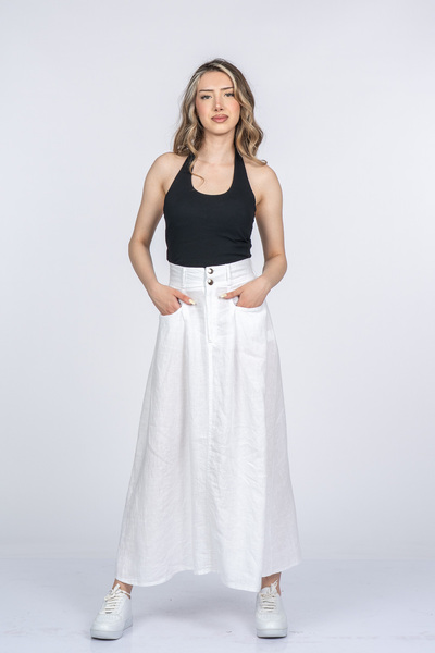 MissVina Valerie Elegant and Sporty Linen Skirt 6899