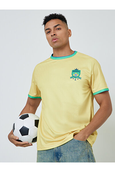 Styli Men Brazil Short Sleeve Jersey FIFA Football T-Shirt